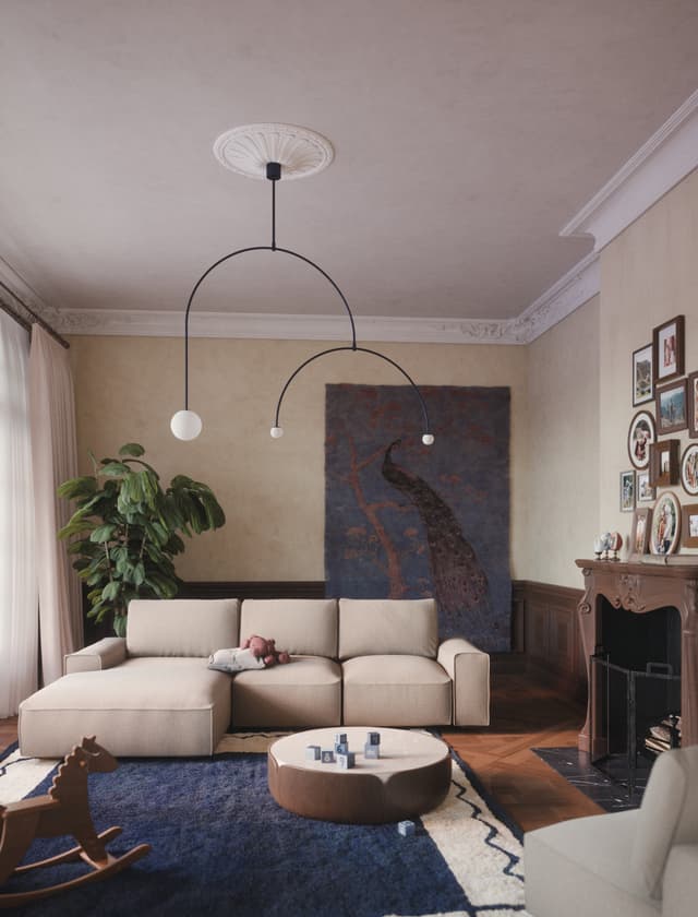 Atlas Sofas modular sofa in an elegant family living room with classic interior details